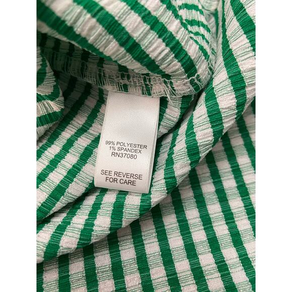 Cato One Shoulder Ruffle Blouse Top Women Size Medium Green Gingham Stretch - Picture 9 of 12